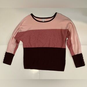 New York & Company Pink and Burgundy Sweater